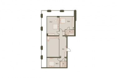 Семикомнатная квартира 203.4 м²